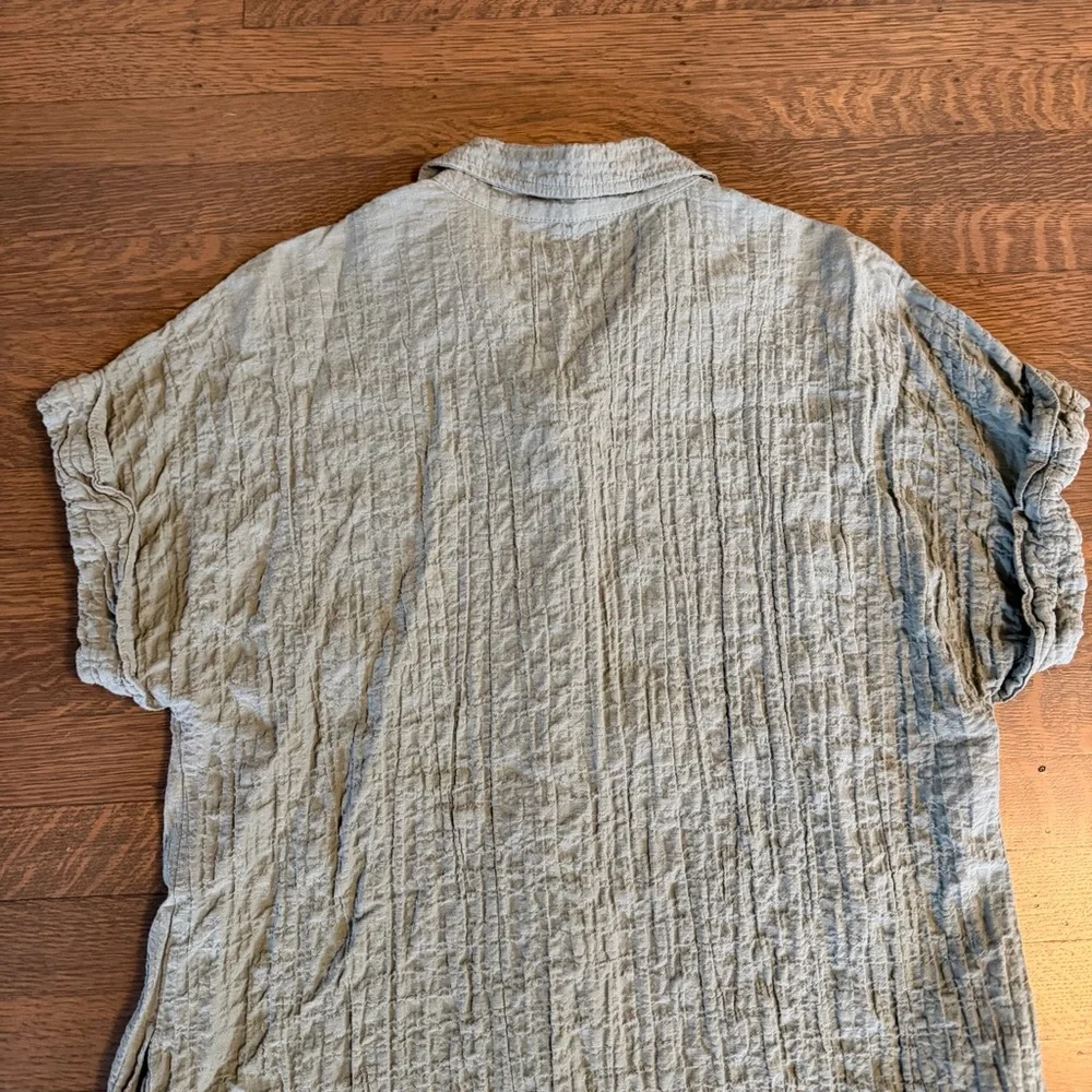 Abercrombie & Fitch Sage Green Crinkled Shirt Mini Dress - Picture 11 of 16